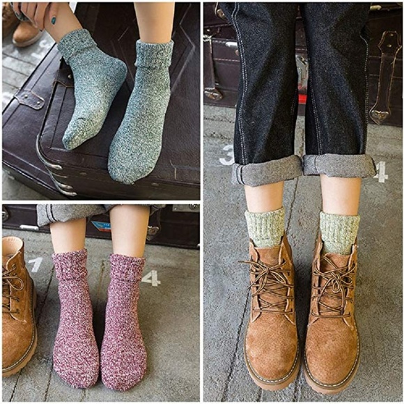 Womens 5 Pairs Vintage Style Knitting Socks - Picture 7 of 8